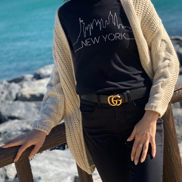 Black brass buckle belt sz M - Picture 8 of 10